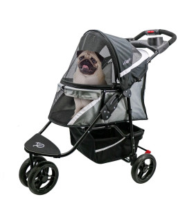 Petique Revolutionary Stroller, Dog Cart for Small to Medium Size Pets, Ventilated Pet Jogger for Cats & Dogs, Galaxy, Gray