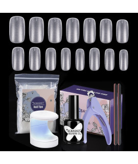 Ecbasket Gel Nail Kit Short Square, Sof Gel Nail Tips And Gel Glue Kit With U V Light, Gel Nail Extension Kit With 300Pcs Pre-Etched Soft Gel Nail Tips, Diy Nail Art Tools Kit Home Manicure Kits
