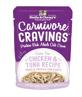 Stella Chewyas Carnivore Cravings Wet Cat Food Pouches - Grain Free, Protein Rich Meal, Topper Or Treat - Chicken Tuna Recipe (28 Ounce Pouches, Case Of 24)