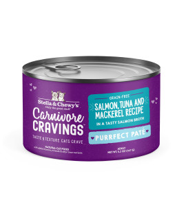Stella Chewyas Carnivore Cravings Purrfect Pate Cans - Grain Free, Protein Rich Wet Cat Food - Salmon, Tuna Mackerel Recipe - (52 Ounce Cans, Case Of 24)