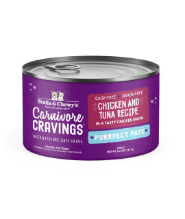 Stella Chewyas Carnivore Cravings Purrfect Pate Cans - Grain Free, Protein Rich Wet Cat Food - Chicken Tuna Recipe - (52 Ounce Cans, Case Of 24)