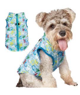 Jecikelon Small Dog Winter Coat Windproof Warm Puppy Jacket Zip Up Dog Snowproof Vest With D-Ring (Medium, Y03 Blue)