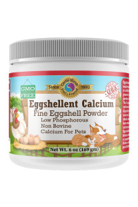 Pet's Friend Eggshellent Calcium 6 oz - Fine Eggshell Powder Calcium Supplement for Dogs and Cats, Low Phosphorous Non-Bovine Ingredients, Nourish Muscles, Joints, and Bones, Tasty Food Additive