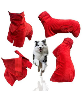 DcOaGt Dog Towel Dog Bathrobe for Fast Drying Dog, Dog Bath Robe for XL-Large Dog ,Microfibre Absorbent Dog Cat Pet Quick Drying Coat Wrap,Red