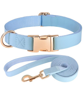 Pet Artist Charming Nylon Dog Collar With Leather Soft Comfy Elegant Nylon Collars For Dogs Small Medium Large 4 Bright Solid Color For Choosing Blue Red Brown Grey (Blue,Neck Fit 13-19)
