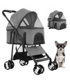 BestPet Pet Stroller Premium 3-in-1 Multifunction Dog Cat Jogger Stroller for Medium Small Dogs Cats Folding Lightweight Travel Stroller with Detachable Carrier,Grey