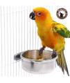 5 PCS Bird Parrot Feeding Cups with Clamp Holder Stainless Steel Coop Cup Food Water Bowls Dish Feeder for Cockatiel Conure Parakeet for Buckets, Barrels, Bins, Troughs