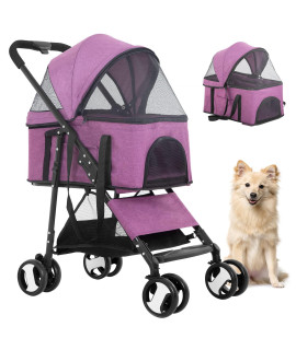 BestPet Pet Stroller Premium 3-in-1 Multifunction Dog Cat Jogger Stroller for Medium Small Dogs Cats Folding Lightweight Travel Stroller with Detachable Carrier,Purple