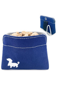 Swaggly Pocket Sized Dog Treat Pouch - Treat Pouches for Pet Training - Dog Treat Pouch Magnetic Closure - Dog Walking Accessories - Blue with Gray Interior
