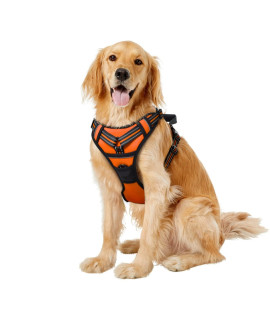GOOPAWS Padded Reflective Dog Harness, Lightweight Ripstop Dog Harness, Adjustable Outdoor Pet Harness for Small Medium Large Dogs