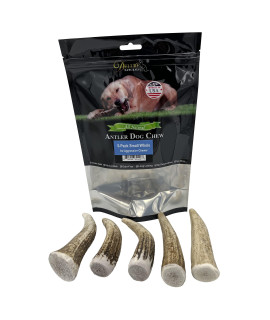 Deluxe Naturals Elk Antler Chews for Dogs | Naturally Shed USA Collected Elk Antlers | All Natural A-Grade Premium Elk Antler Dog Chews | Product of USA, 5-Pack Small Whole