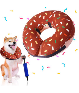 Inflatable Recovery Dog Donut Cone Collar For Dogs Cats-Soft Protective Pet Collar After Surgery-Adjustable Cute E-Collar To Prevent From Biting Licking Scratching With Pump(Small Dogs,Puppy)