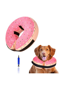 Inflatable Recovery Adjustable Dog Donut Cone Collar For Dogs Cats After Surgery-Soft Cute Protective E-Collar Alternative Dog Neck Donut Collar Prevent From Biting Scratching(Large Dogs)