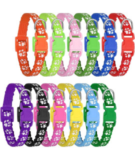 Chenkaiyang 12 Pack Puppy Collars For Litter, Adjustable Puppy Id Collars Soft Nylon Whelping Collars For Newborn Litter Puppy Pets