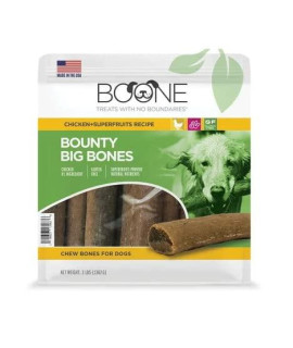 Boone Bounty Big Bones, Chew Bones for Dogs, Chicken + Superfruits Recipt, 3lbs (1362g) Bag, Gluten Free
