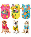 Whaline 3 Pieces Hawaiian Dog Shirts Breathable Summer Dog Cloth Pineapple Flamingo Pattern Pet Apparel Beach Short Sleeve Suit For Small To Large Dogs (Blue, Yellow, Rose Red), 4Xl