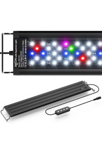 Seaoura Led Aquarium Light For Plants-Full Spectrum Fish Tank Light With Timer Auto Onoff 18-24 Inch Adjustable Brightness White Blue Red Green Pink Leds With Extendable Brackets For Freshwater