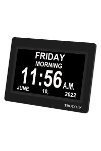 Trocotn 7 Inchs Digital Clock Calendar Clock Large Display Alarm Clock Wall Clock (Black)