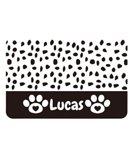 Jmipet Personalized Dog Cat Food Mat Pu Non-Slip At The Bottom Dog Bowl Mat Dog Mat For Food And Water Custom Pet Dog Food Mats For Floors Waterproof (Black Paw Prints)