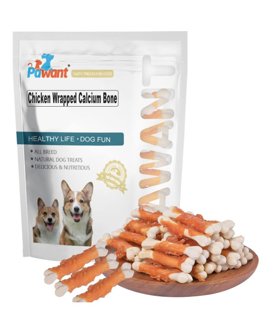 Pawant Dog Chews Puppy Training Teeth Clean Snacks Chicken Wrapped Calcium Bone Rawhide Free Dog Treats 05Lb227G