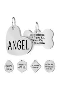 Ultra Joys Personalized Dog Tags Engraved For Pets - Front And Back Custom Dog Tags For Pets - Stainless Steel Dog Tags And Cat Id Tags - Personalized Dog Id Tags - Heart Tag In Silver, Small