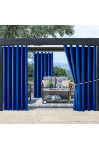 Water Proof Outside Curtains With Grommet Top For Porch, W84 X L120 Thermal Insulated Washable Light Block Outdoor Divider Drapes For Patio Gazebo Deck Pool Area Pergola Cabana (Royal Blue)