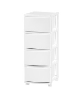 Iris Usa 4 Slim Drawer Storage, Organizer Unit For Bedroom, Closet, Kitchen, Bathroom, Laundry Room, Dorm, White Frame With Matte White Front Panels, Set Of 1