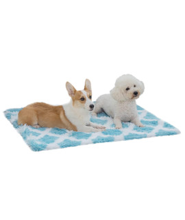 Pjyucien Fluffy Fleece Calming Pet Throw Blanket, Super Soft And Warm For Indoor Cats And Dogs, Large 30 40, Machine Washable, Blue Diamond Pattern, White Puppy Blanket