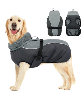 Sunfura Dog Cold Weather Coat, Turtleneck Windproof Waterproof Dog Winter Jacket Outdoor Pet Vest With Warm Fleece Lined And Fur High Collar, Reflective Thick Dog Clothes For Small Medium Large Dogs