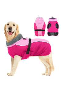 Sunfura Dog Cold Weather Coat, Turtleneck Windproof Waterproof Dog Winter Jacket Outdoor Pet Vest With Warm Fleece Lined And Fur High Collar, Reflective Thick Dog Clothes For Small Medium Large Dogs