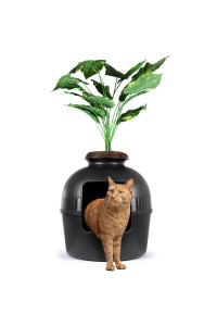 eXuby Hidden Litter Box for Cats - The Only Black Planter Furniture Litter Box on The Market - Easy to Assemble & Clean - Black Charcoal Filter Eliminates Odor - Guests Will Never Know What it is!