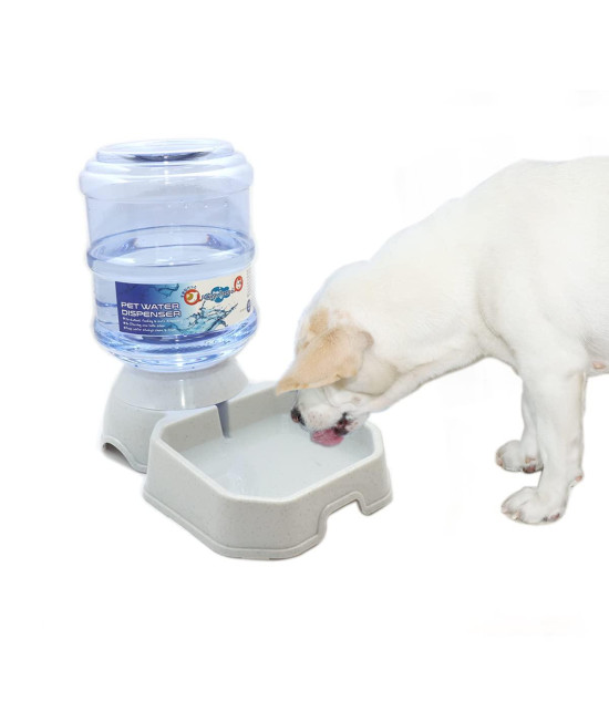 Automatic Dog Cat Water Dispenser,Gravity Multi Pet Drinking Fountain,Set With Pet Food Bowl For Medium Dog Puppy Kitten, 1 Gallon Large Capacity (Waterer)