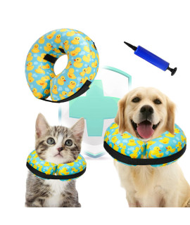 Inflatable Duck Protective Dog Donut Cone Collar For Dogs Cats-Soft Recovery Adjustable E-Collar Dog Neck Donut Cone Alternative After Surgery To Prevent From Biting Licking Scratching