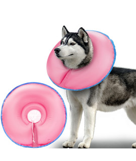 INKZOO Dog Cone Collar for After Surgery, Protective Inflatable Collar for Dogs and Cats , Soft Pet Recovery Collar E-Collar for Medium Large Dogs Wound Healing (Pink, XL)