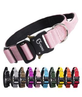 Tspro Premium Dog Collar With Handle Thick Dog Collar Adjustable Dog Collar Heavy Duty Quick-Release Metal Buckle Dog Collar For Small Or Medium To Extra Large Dogs(M-Pink)