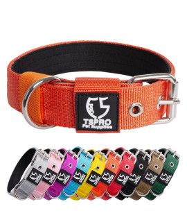 Tspro Tactical Dog Collar Military Grade Strong Dog Collar Thick Dog Collar Heavy Duty Metal Buckle Dog Collar For Small Dogs(Orange-S)