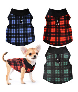 Set Of 3 Dog Sweaters For Small Dogs Fleece Puppy Clothes For Yorkie Teacup Boy Girl Winter Warm Tiny Dog Sweater With D Ring Extra Small Dog Clothing Xxs Xs (Small)