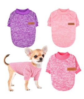 3 Pieces Dog Clothes For Small Dogs Girl Boy Chihuahua Clothes Small Dog Sweater Puppy Clothes Cat Sweater Yorkie Clothes Dog Hoodies Sweatshirt Dog Apparel Accessories (X-Small)