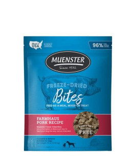 Muenster Freeze-Dried Bites Farmhaus Pork Recipe , Complete & Balanced Nutrition for Dogs, 20 oz Package