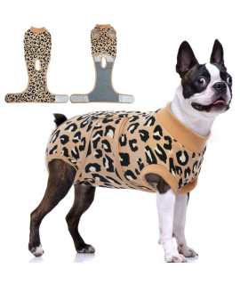 Fuamey Dog Recovery Suit,Pet Body Suits After Surgery,Lepard Printed Spay Suit For Female Dog,Male Dogs Surgical Neuter Suit,Dog Onesie Alternative To Cone E-Collar,Pet Abdominal Anti Licking Shirt