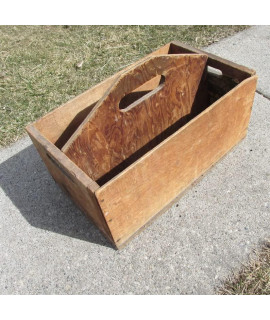 Wood Divided Tote Rustic Vintage Primitive Carry Box Apple Crate Make Over Carry Box with Handle Wooden Boxes