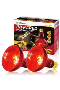 Repti Zoo 2 Pack Infrared Heat Lamp, 100W Reptile Heat Emitter Infrared Basking Spot Light, Red Heat Lamp For Chickens Coop Reptile Pets Brooder Use