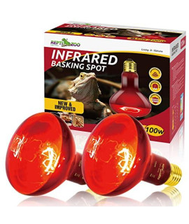 Repti Zoo 2 Pack Infrared Heat Lamp, 100W Reptile Heat Emitter Infrared Basking Spot Light, Red Heat Lamp For Chickens Coop Reptile Pets Brooder Use