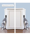 The Refined Feline Cat Litter Box Enclosure Cabinet, Modern, White, Square Feet, XLarge, Hidden Litter Cat Furniture with Drawer