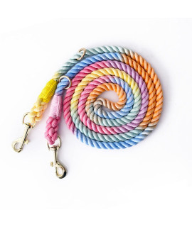 Tesitehi Hands Free Rope Dog Leash 75 Ft With Adjustable Double Swivel Hook For Small Medium And Large Dogs Running Hiking Camping Walking (Colorful Macaron)