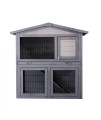 HHOK Rabbit Hutch Indoor Rabbit Cage Outdoor Guinea Pig Cage on Wheels, Bunny Cage with Pull Out Tray,Waterproof Roof Wooden Outdoor Rabbit Hutch Ferrets with Running Cage Removable Tray Ramp 2 Story