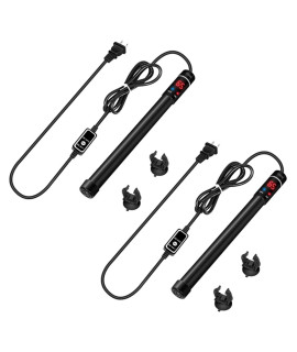 Simple Deluxe 2 Pack Submersible Aquarium Heater, 100W Heater for 20-30 Gallon Fish Tank with Intelligent LED Temperature Display, External Temperature Controller