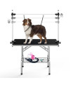 Lyromix Dog Grooming Table, Adjustable Large Pet Drying Desktop, Foldable Bathing Desk with Arms, Noose, Mesh Tray, Maximum Capacity Up to 330Lb, 36in, Black