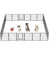 Fxw 32 Aster Dog Playpen For Campingyard, 24 Panels, Silver