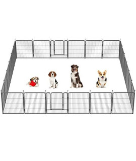 Fxw 32 Aster Dog Playpen For Campingyard, 24 Panels, Silver